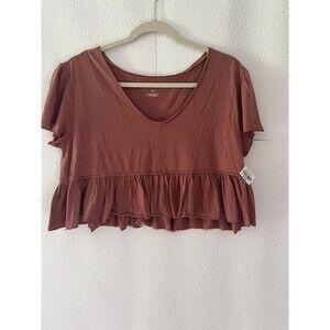 Womens Arizona Jeans Withered Rose Peplum Cropped Top, Size M